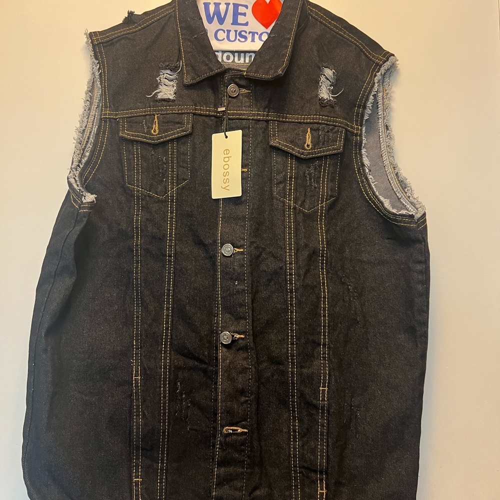 Boss Men's Black Denim Vest